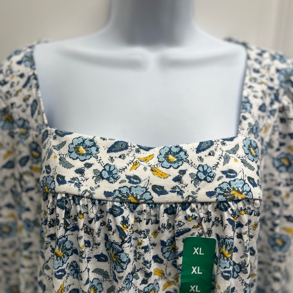 NEW!! LUCKY BRAND Sz XL Gathered Front Pullover Top Cottagecore Boho Floral - Picture 4 of 11